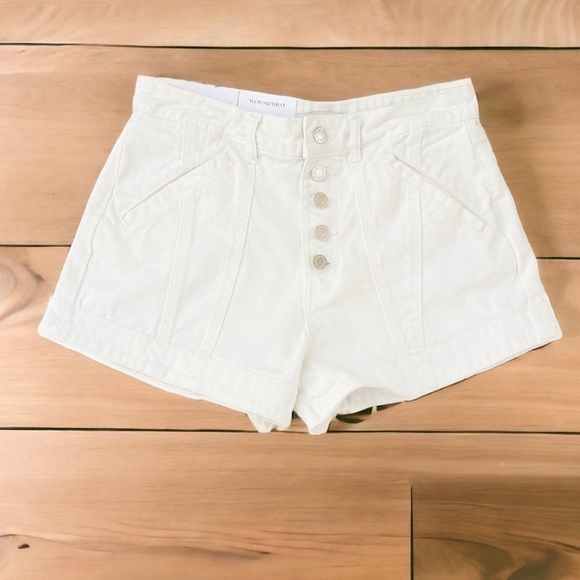 NEW We Wore What White Denim Shorts Cutoffs Seamed Flare Classic Size 26 - Picture 7 of 12